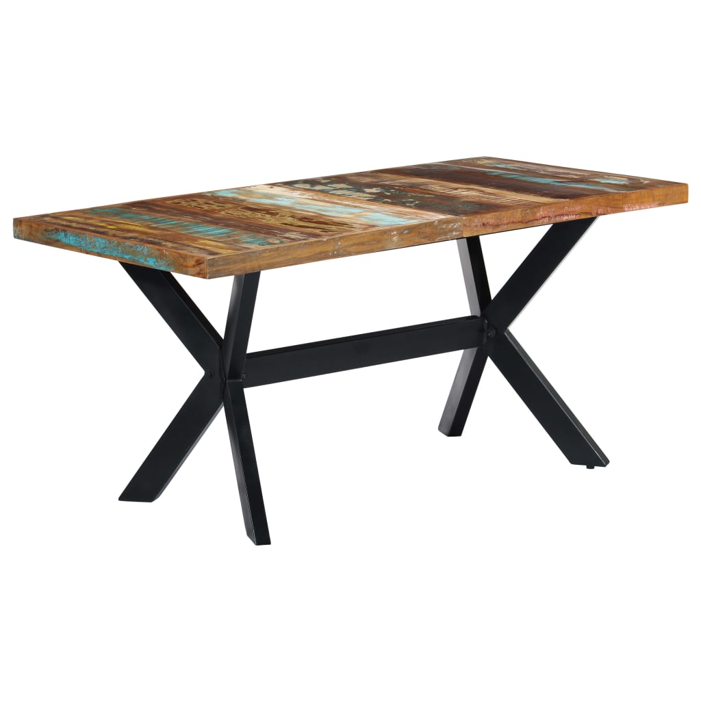 vidaXL Mesa de jantar 160x80x75 cm madeira recuperada maciça