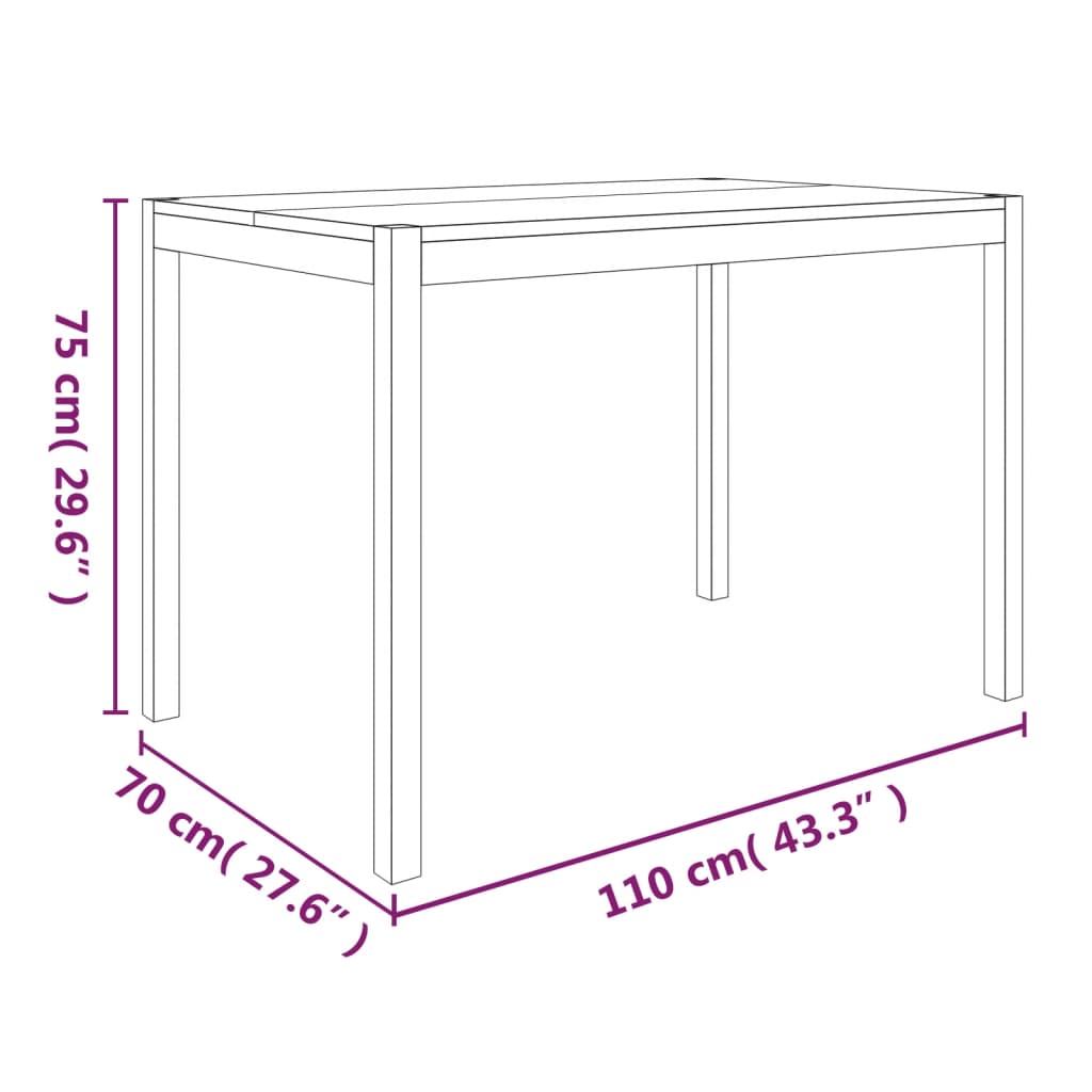 vidaXL Mesa de jantar 110x70x75 cm madeira de acácia maciça