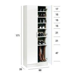 Alexandra House Living|Sapateira Alexandra House Living Branco 59 x 171 x 35 cm 2 portas 7 Prateleiras