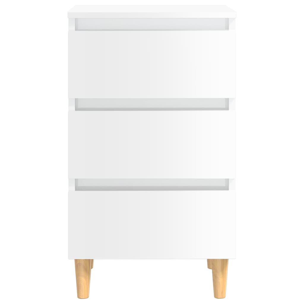 vidaXL Mesa cabeceira c/ pernas madeira 40x35x69 cm branco brilhante