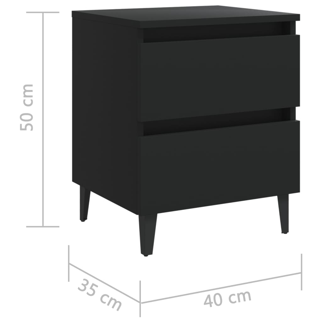 vidaXL Mesa de cabeceira 40x35x50 cm derivados de madeira preto