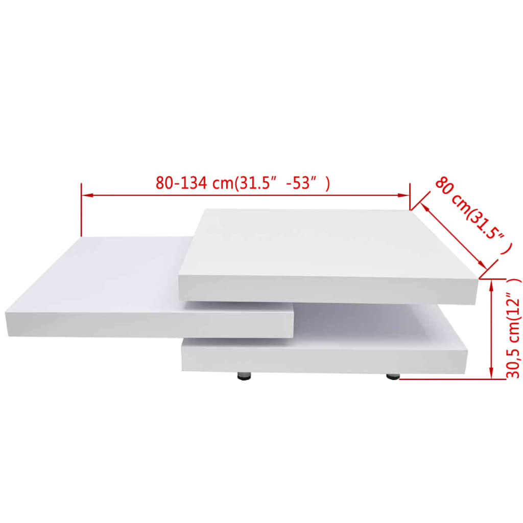 vidaXL Mesa de centro 3 níveis branco brilhante