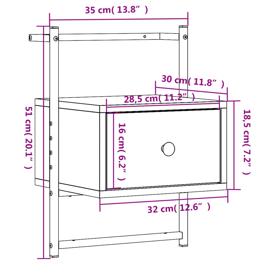 vidaXL Mesas cabeceira de parede 2 pcs 35x30x51cm deriv. madeira preto