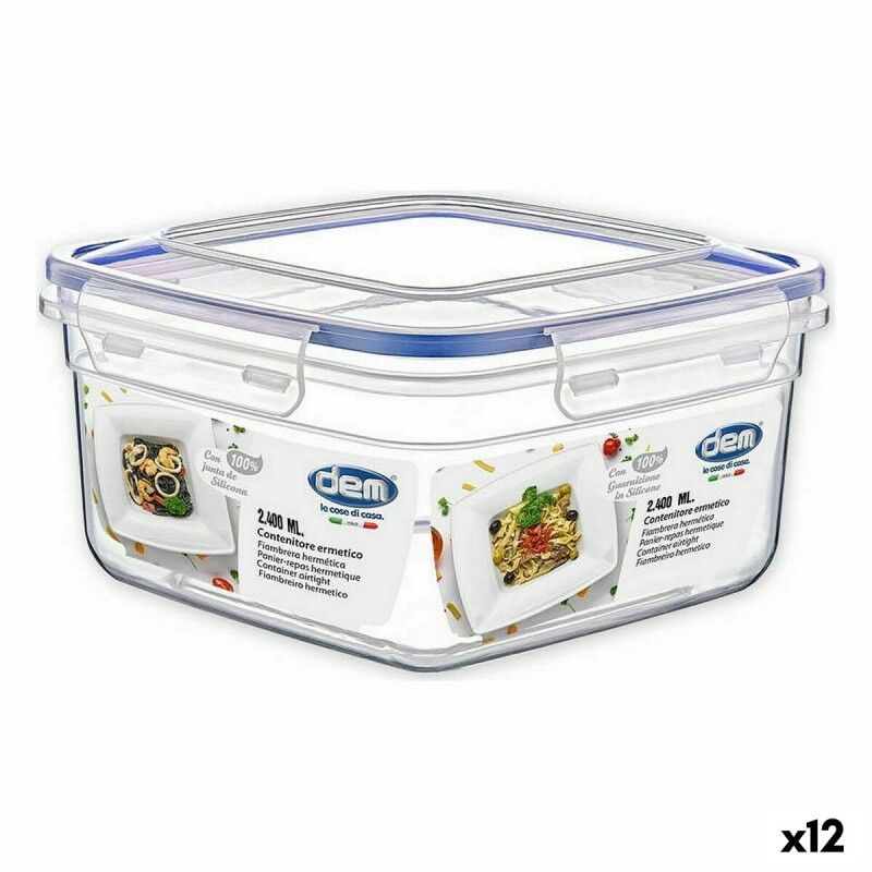 Dem|Lancheira Hermética Dem 2,4 L 21 x 21 x 11 cm (12 Unidades)