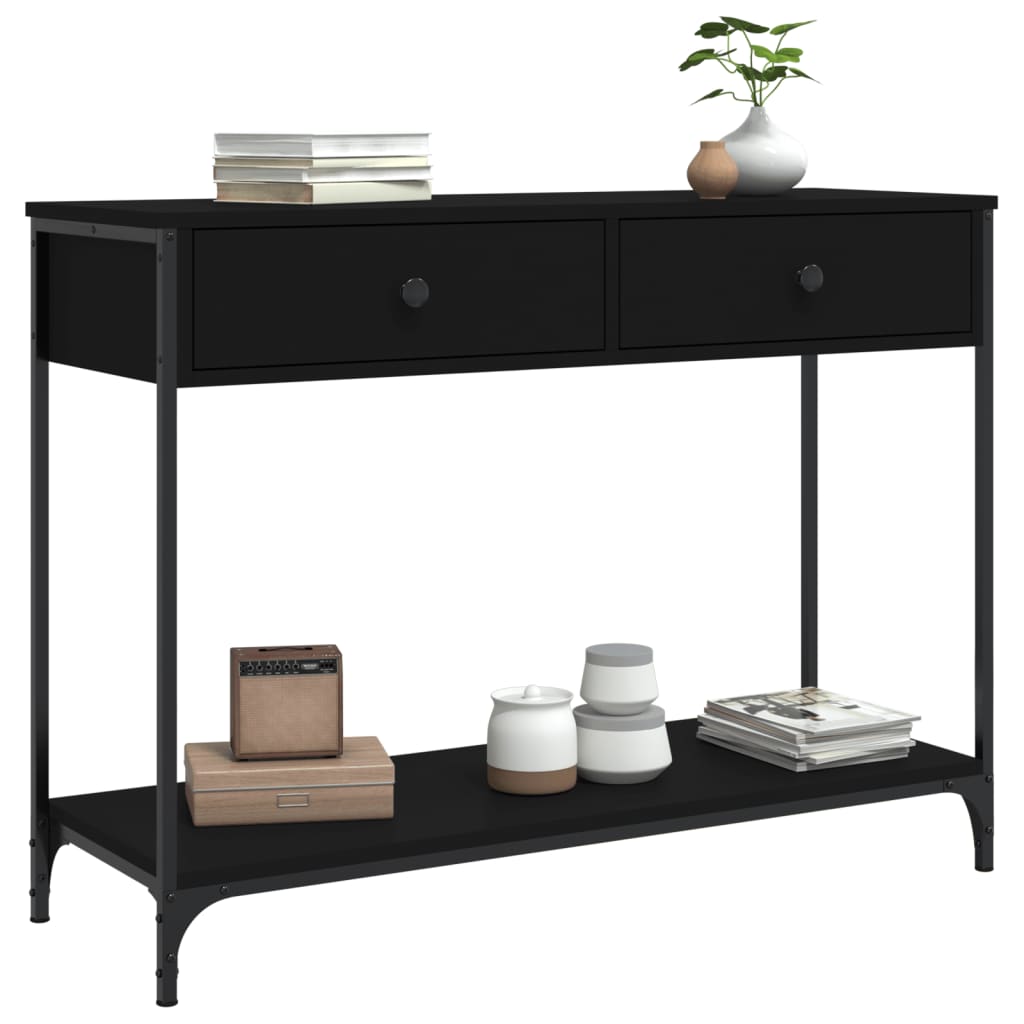 vidaXL Mesa consola 100x34,5x75 cm derivados de madeira preto