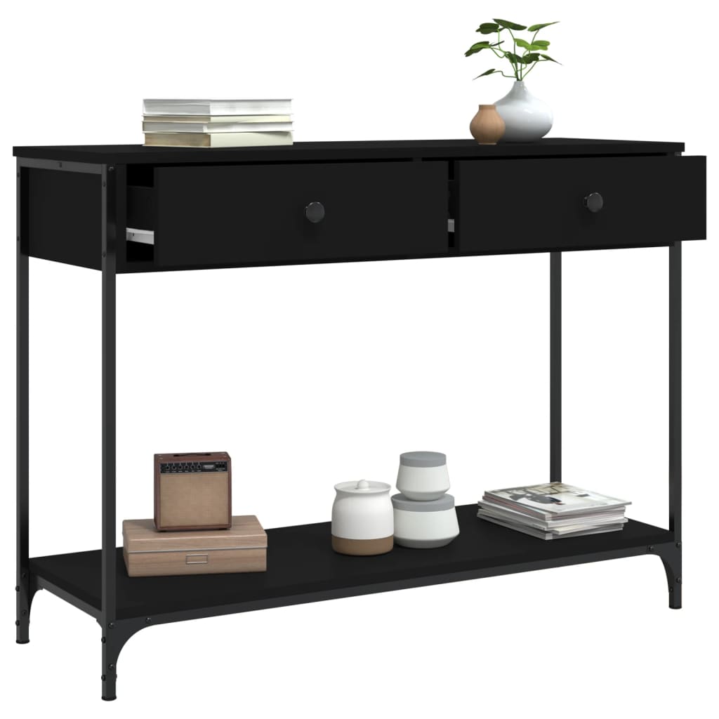 vidaXL Mesa consola 100x34,5x75 cm derivados de madeira preto