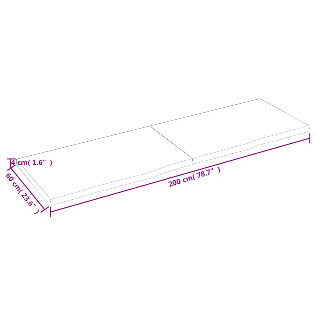 vidaXL Prateleira de parede 200x60x(2-4) cm carvalho tratado castanho