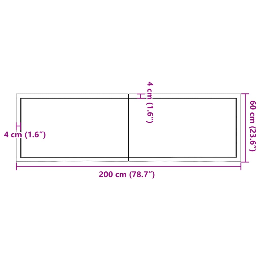 vidaXL Prateleira de parede 200x60x(2-4) cm carvalho tratado castanho