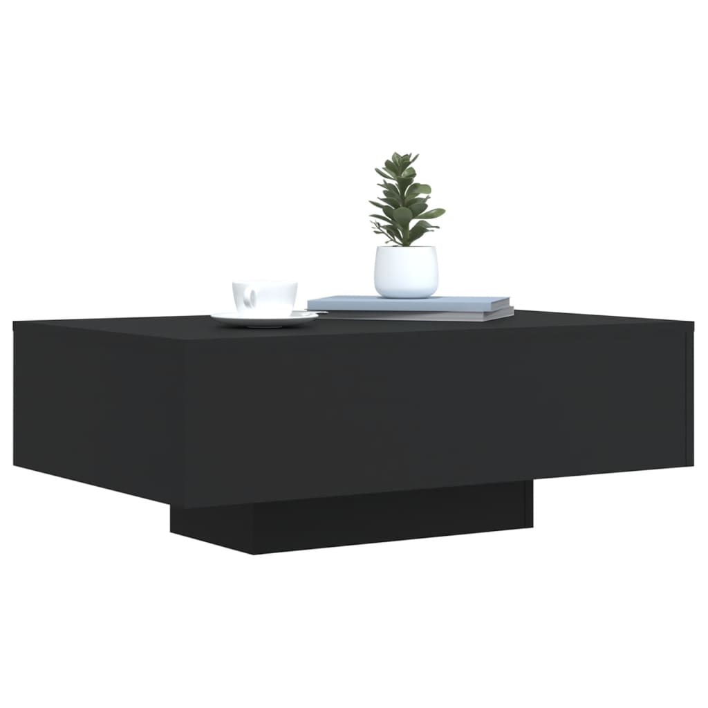 vidaXL Mesa de centro com luzes LED 85x55x31 cm preto