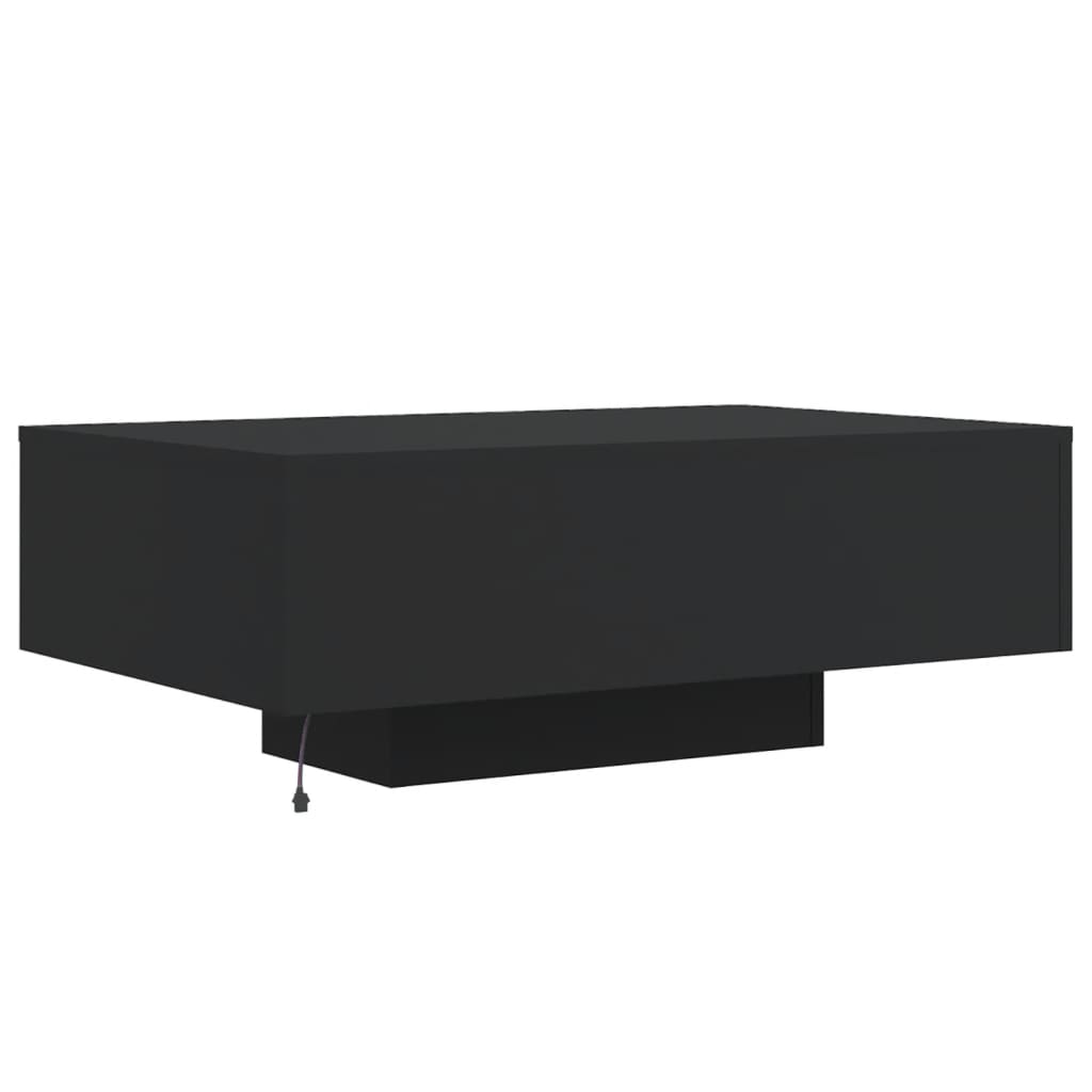 vidaXL Mesa de centro com luzes LED 85x55x31 cm preto