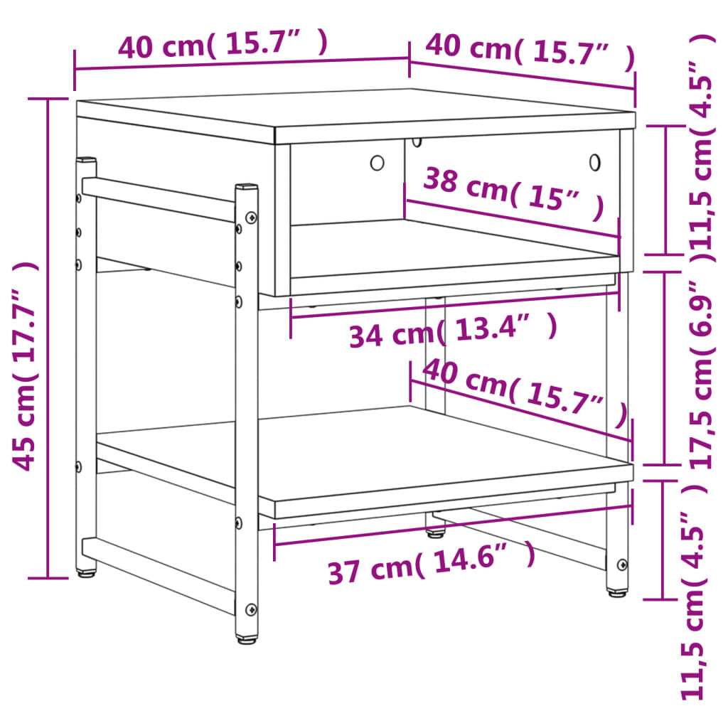 vidaXL Mesa de centro 40x40x45 cm derivados de madeira cinzento sonoma