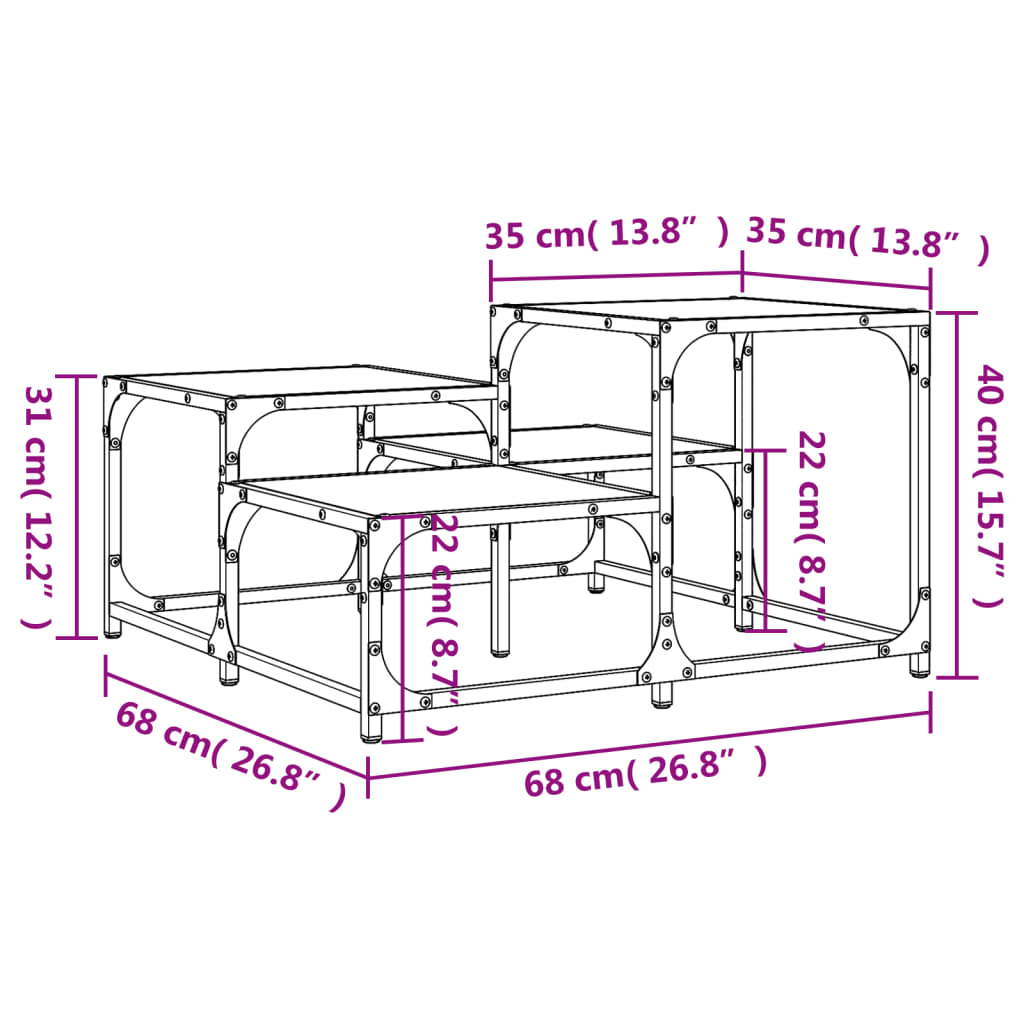 vidaXL Mesa de centro 68x68x40 cm derivados madeira carvalho castanho