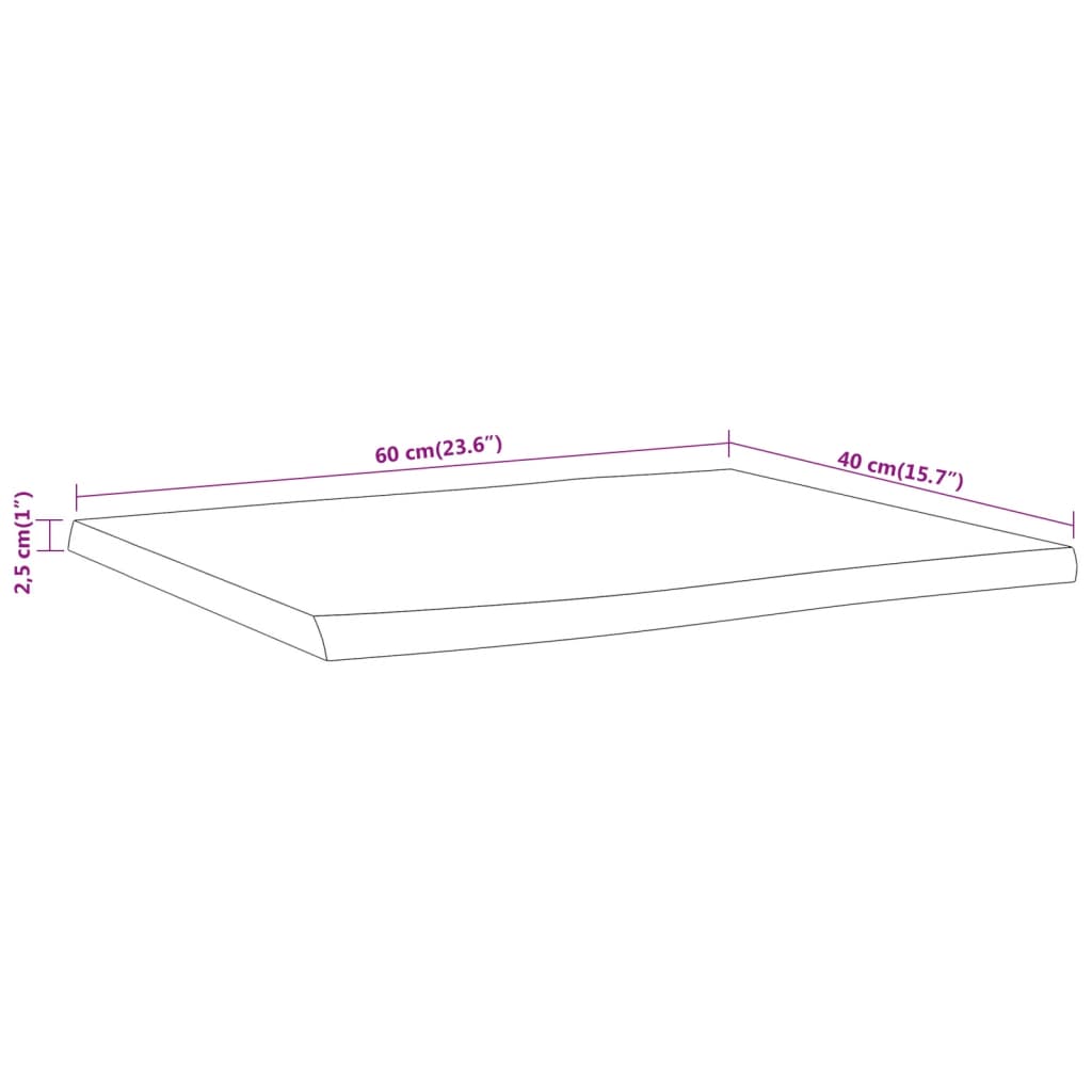 vidaXL Mesa de apoio 60x40x2,5 cm acácia maciça com borda viva