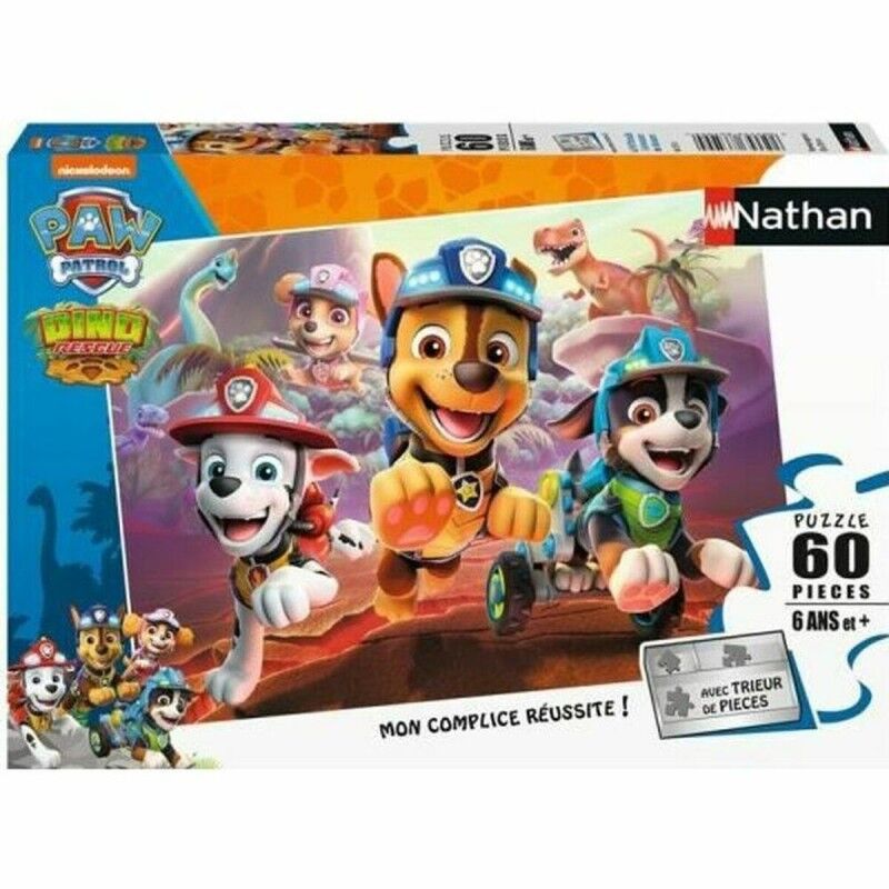 Nathan|Puzzle Nathan Paw Patrol to the rescue of the dinosaurs 60 Peças