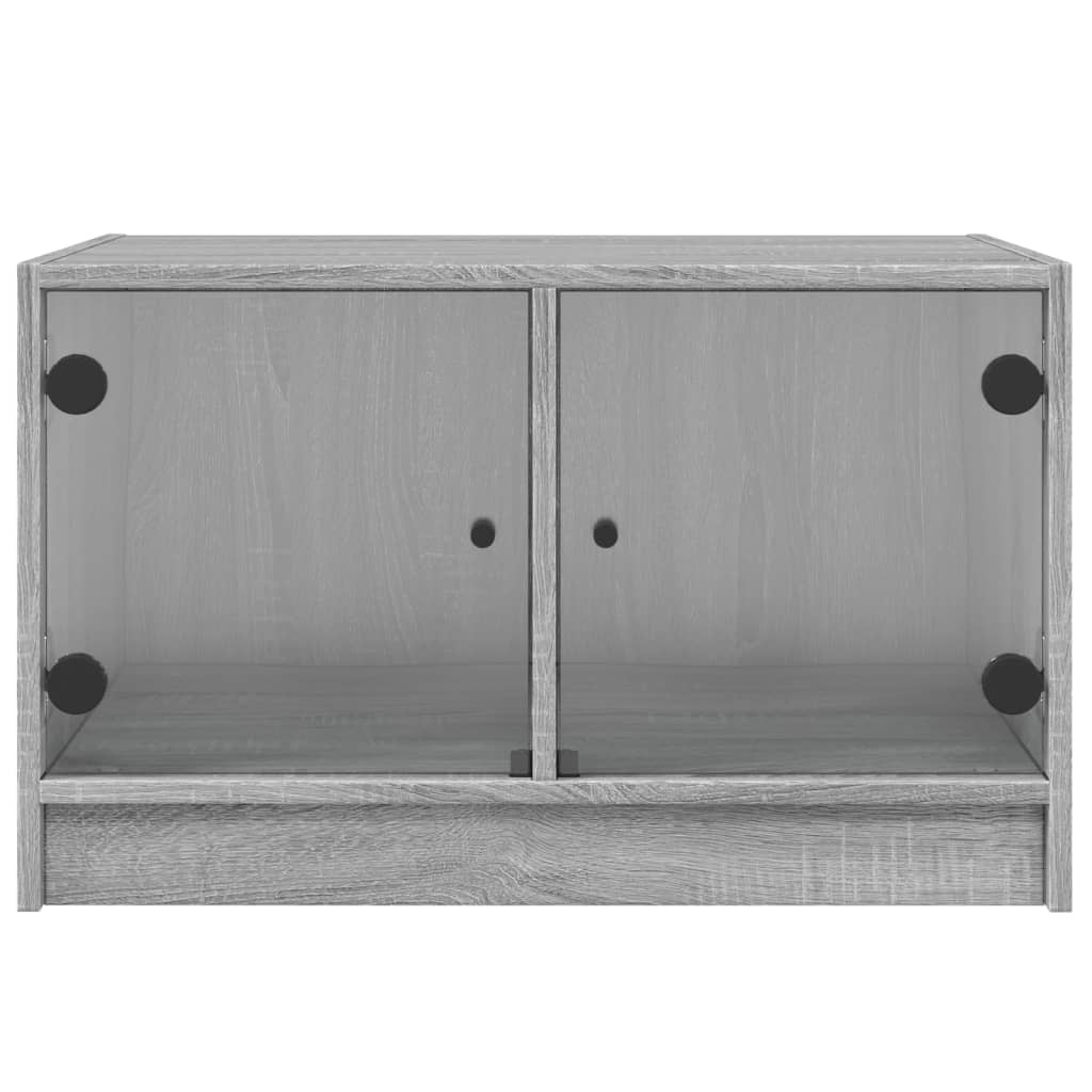 vidaXL Mesa de centro c/ portas de vidro 68x50x42 cm cinza sonoma