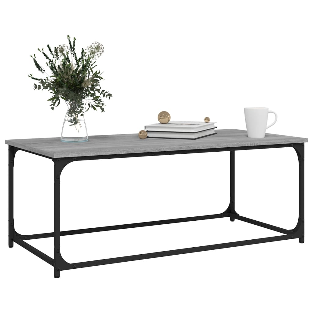 vidaXL Mesa de centro 102x50x40cm derivados madeira/ferro cinza sonoma