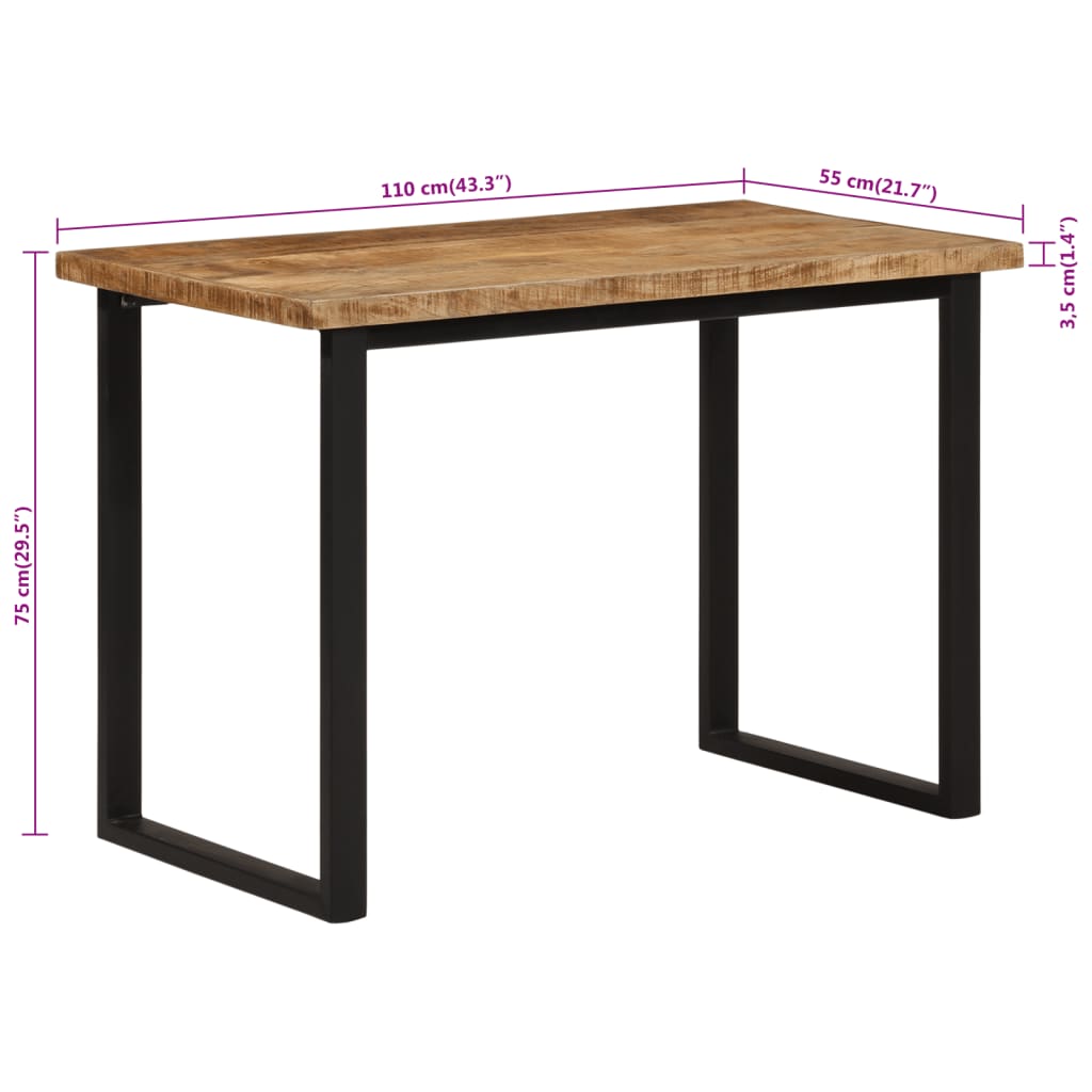 vidaXL Mesa de jantar 110x55x75 cm madeira de mangueira maciça