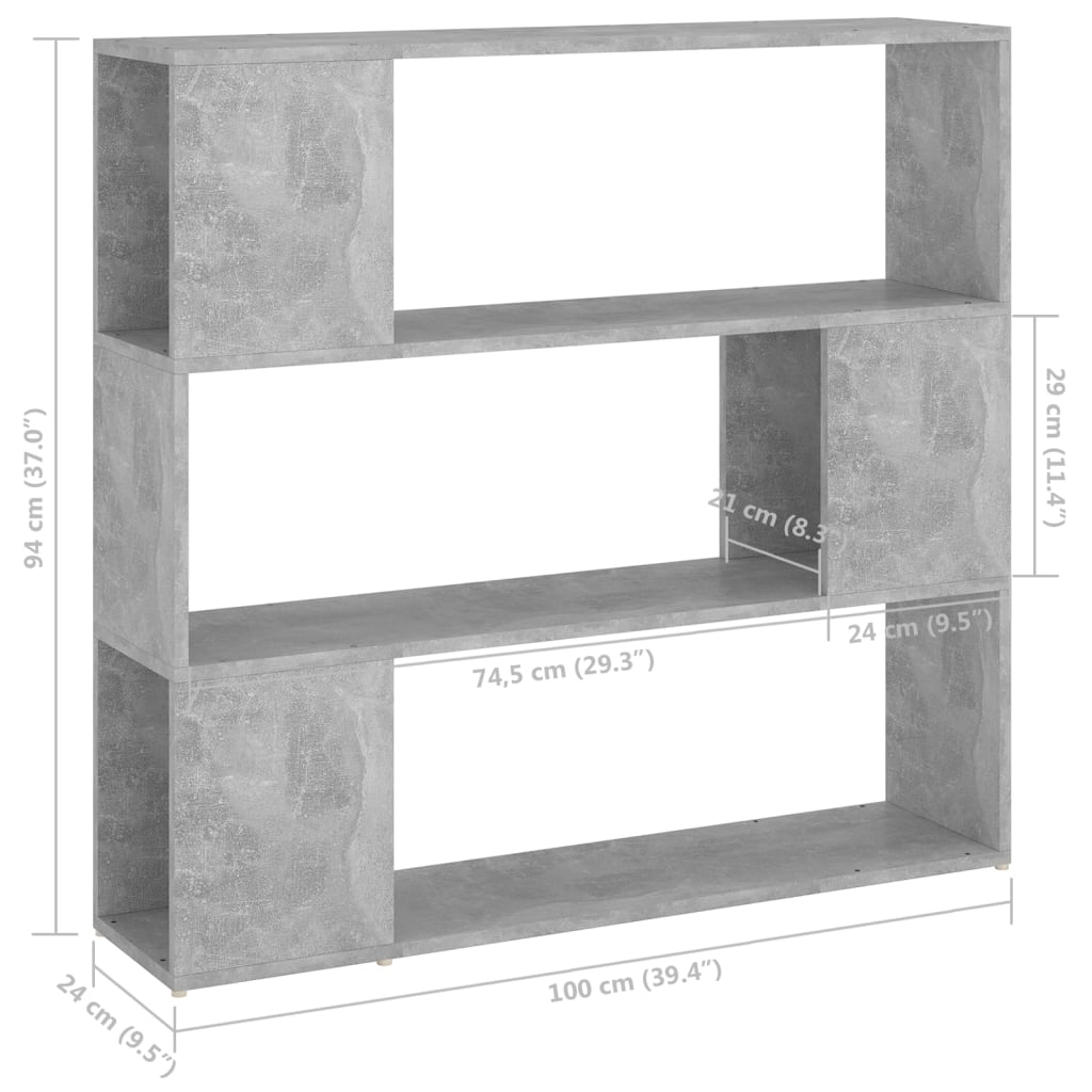 vidaXL Estante/divisória 100x24x94 cm cinzento cimento