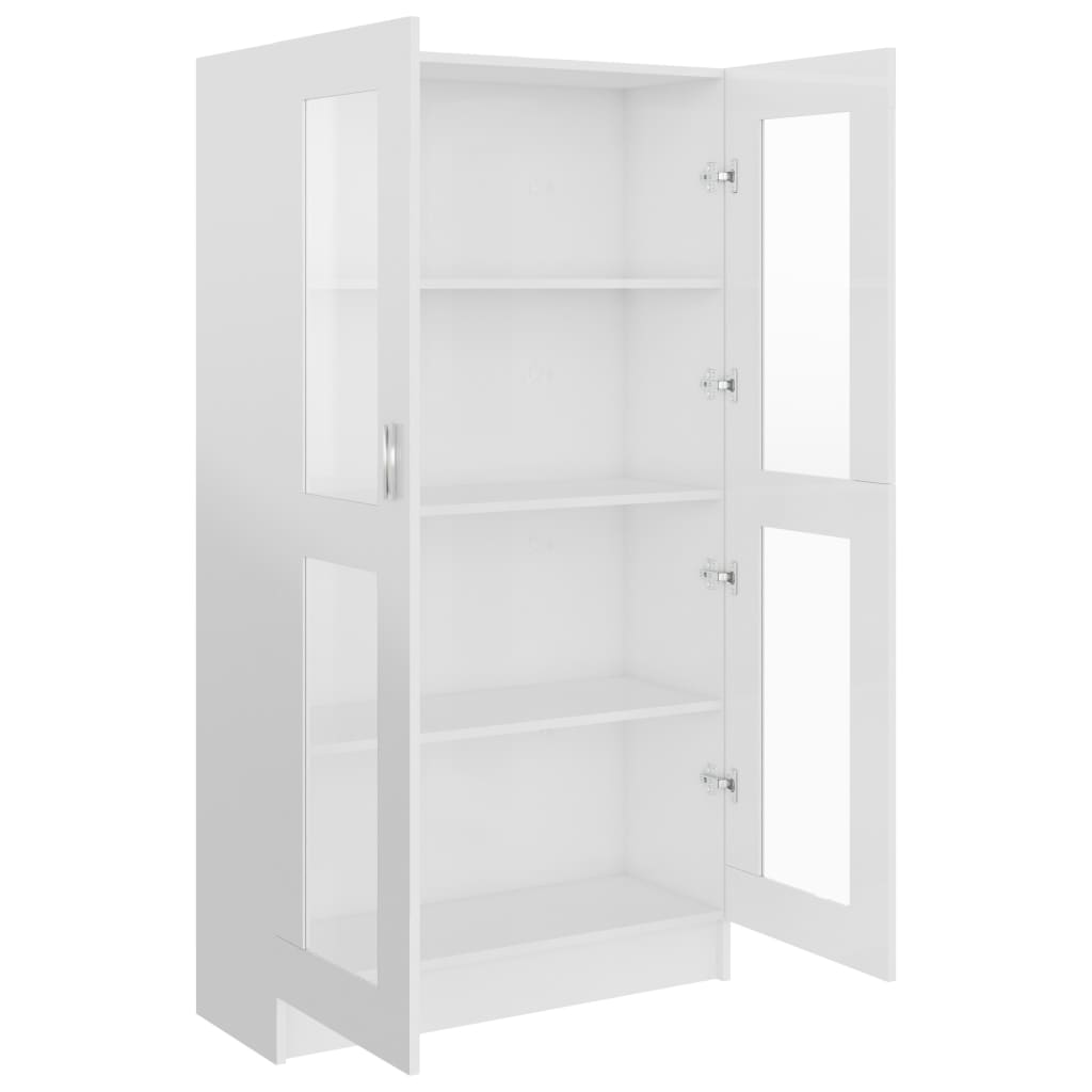 vidaXL Armário vitrine 82,5x30,5x150 cm contraplacado branco brilhante