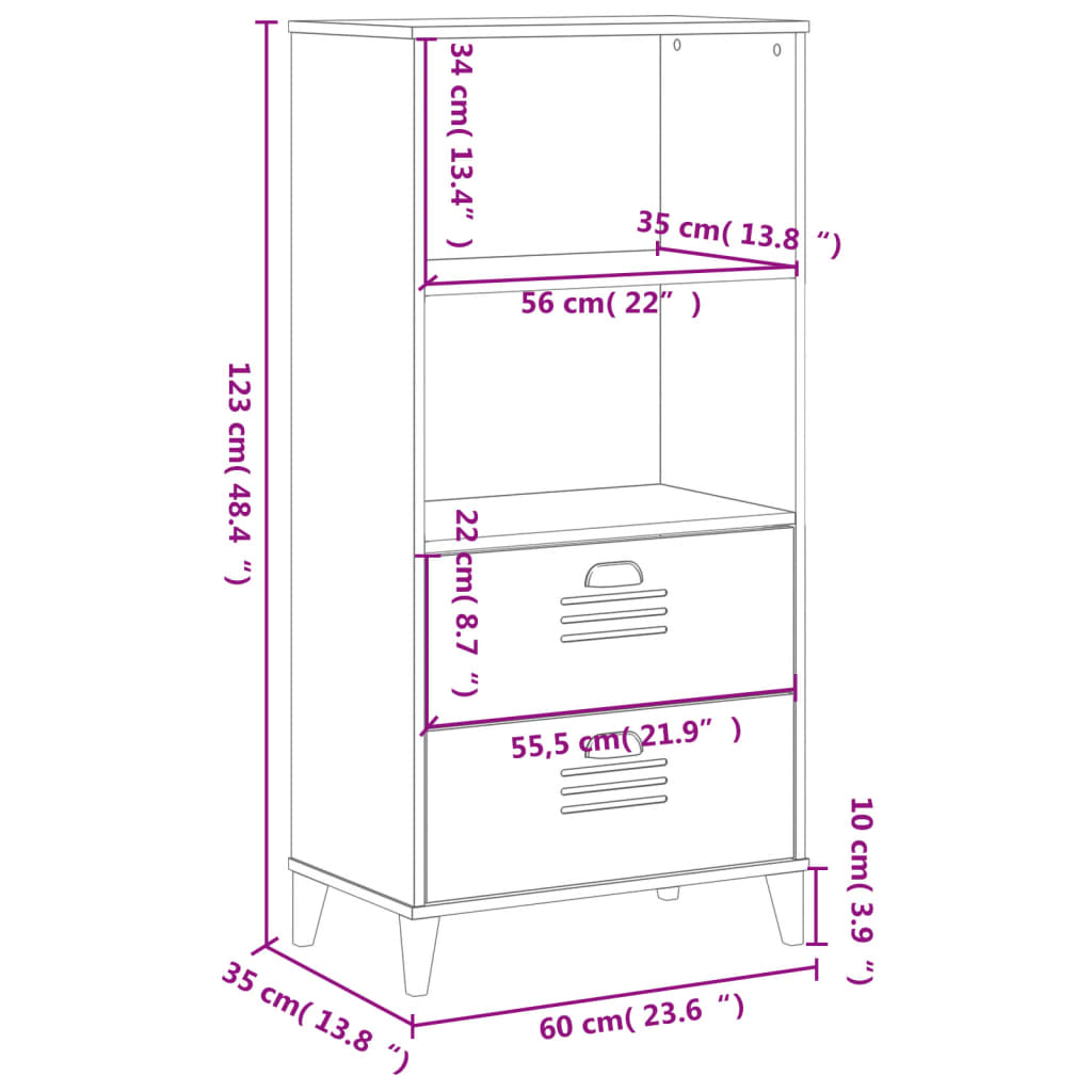 vidaXL Estante VIKEN 60x35x123 cm derivados de madeira antracite