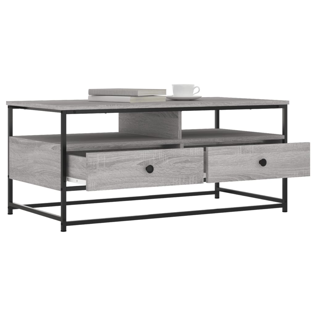 vidaXL Mesa de centro 100x51x45cm derivados de madeira cinzento sonoma