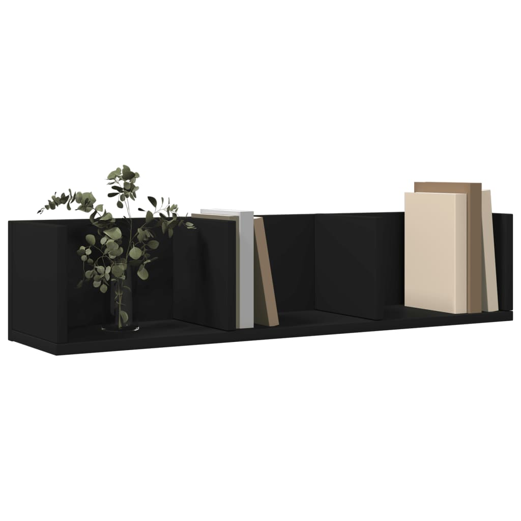 vidaXL Armários de parede 2 pcs 75x18x16,5 cm derivados madeira preto