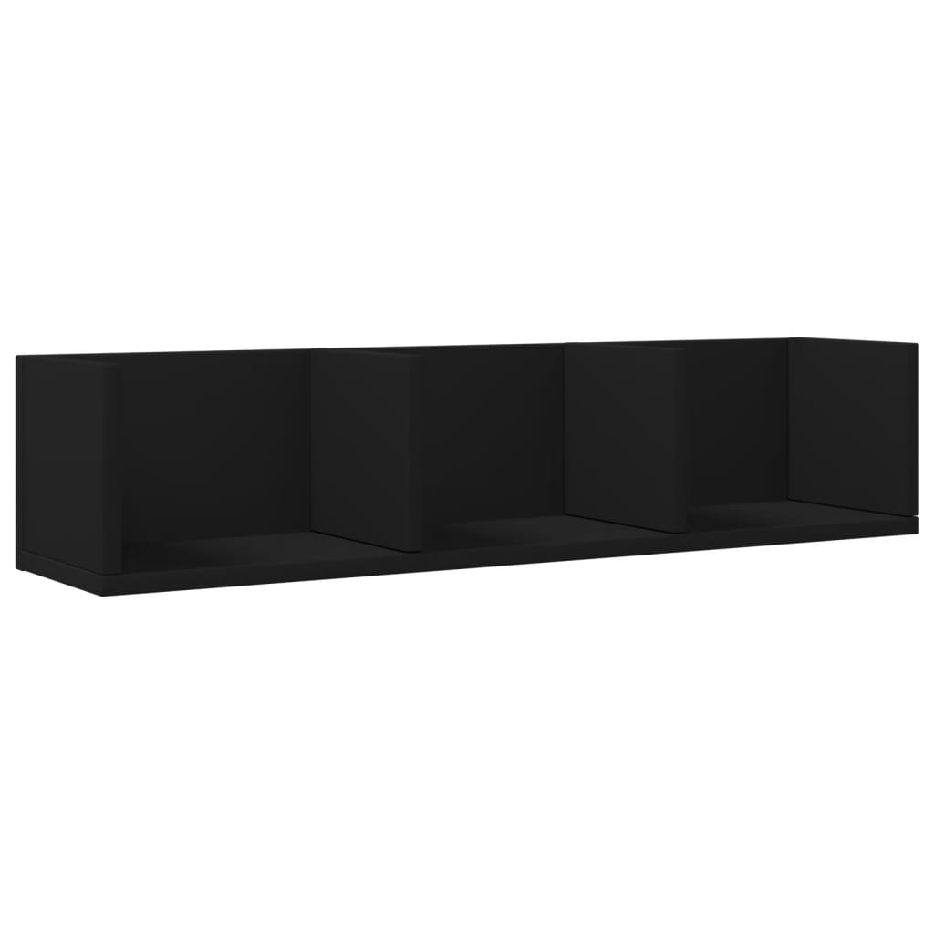 vidaXL Armários de parede 2 pcs 75x18x16,5 cm derivados madeira preto