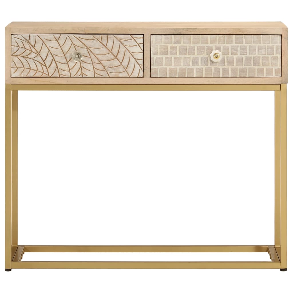 vidaXL Mesa consola 90x30x76 cm madeira de mangueira maciça e ferro