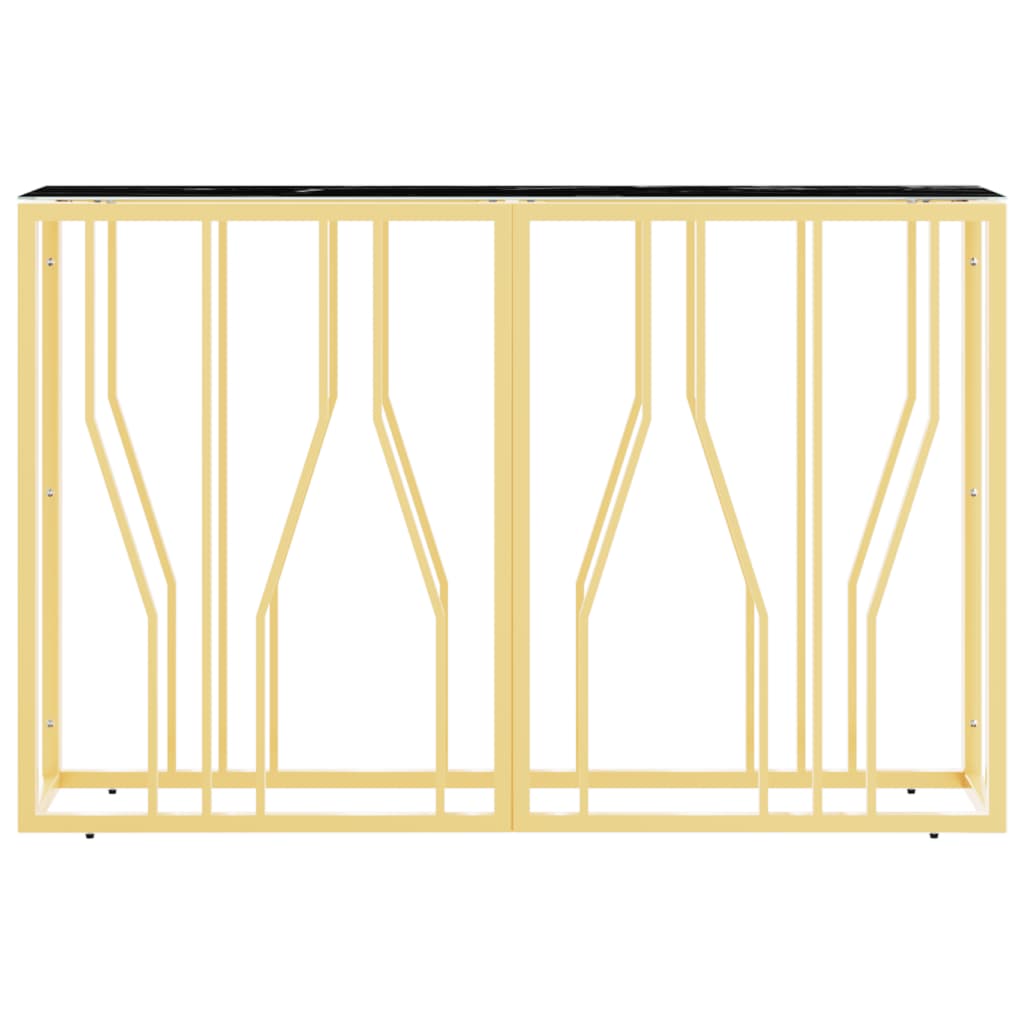 vidaXL Mesa consola 110x30x70 cm aço inoxidável e vidro dourado