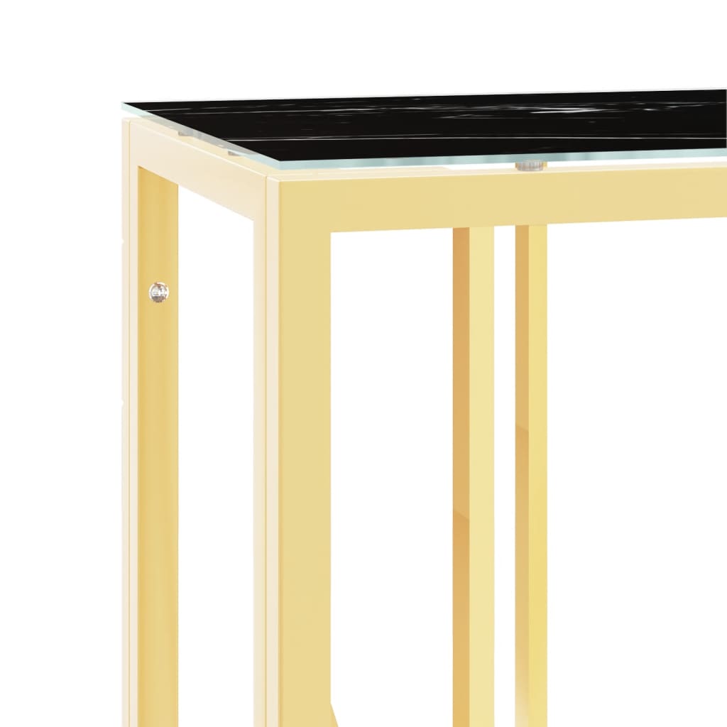 vidaXL Mesa consola 110x30x70 cm aço inoxidável e vidro dourado