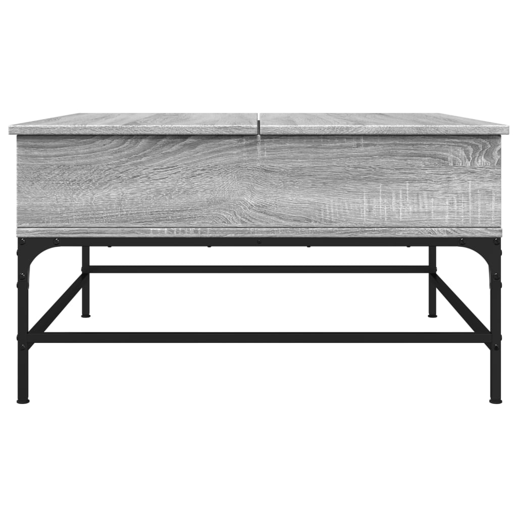 vidaXL Mesa de centro 80x80x45cm deriv. madeira/metal cinzento sonoma