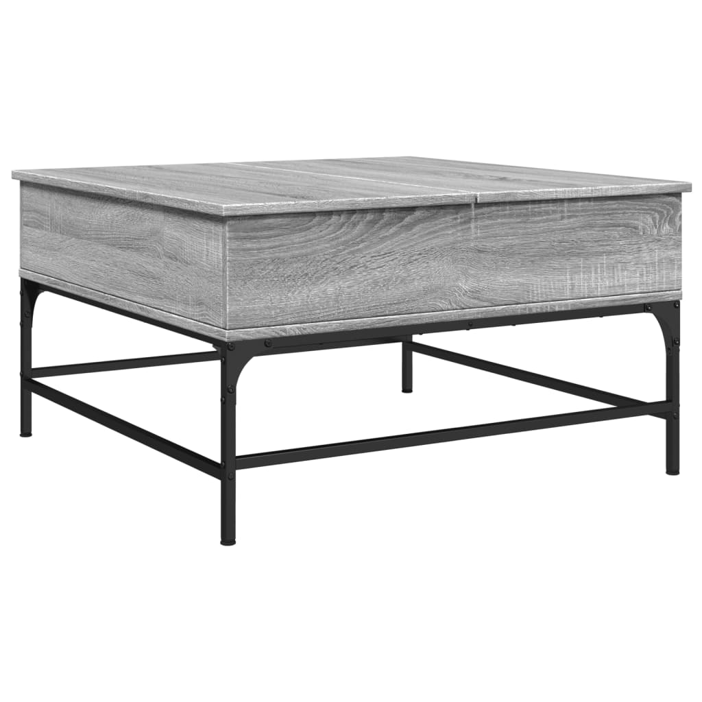 vidaXL Mesa de centro 80x80x45cm deriv. madeira/metal cinzento sonoma