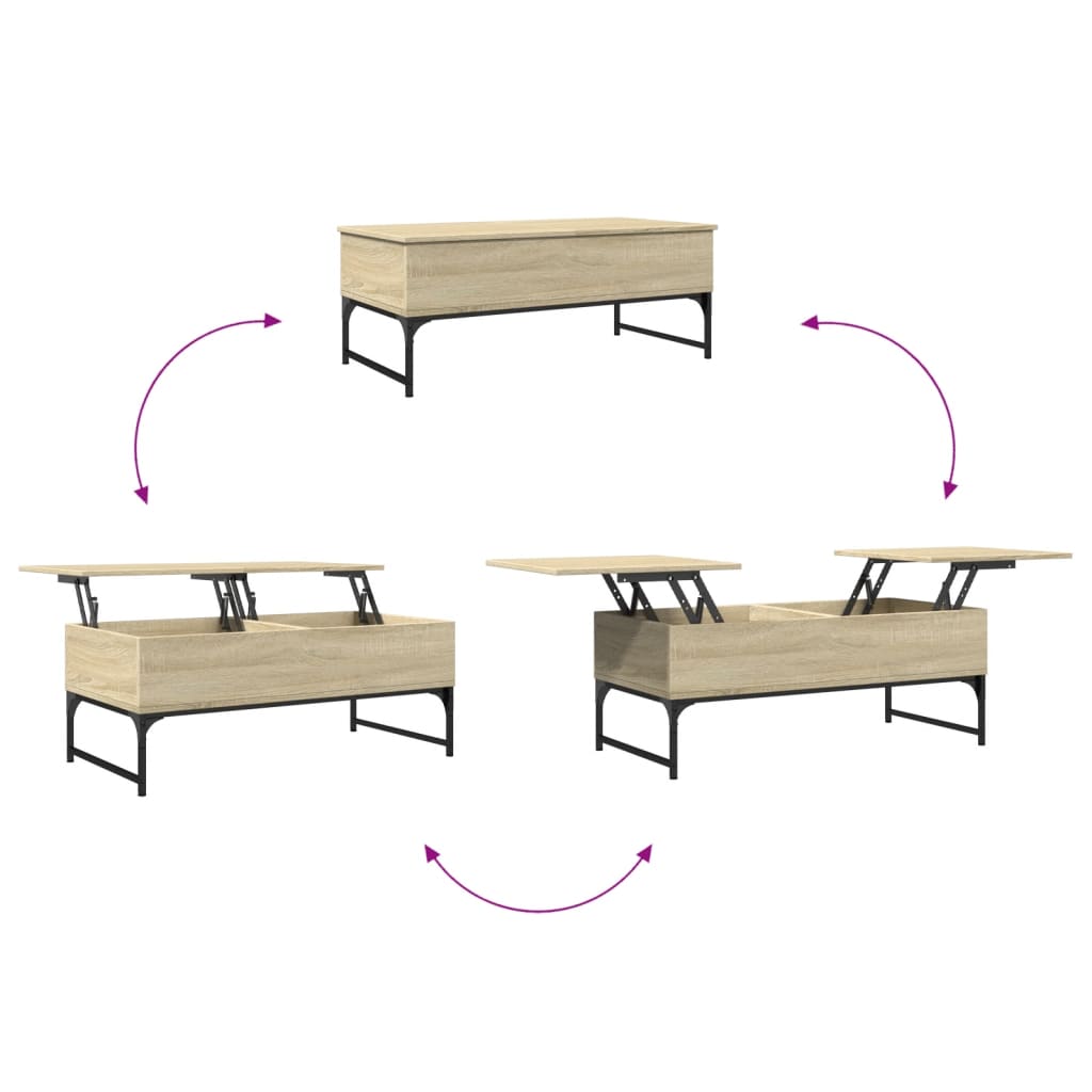 vidaXL Mesa centro 100x50x40 cm deriv. madeira/metal carvalho sonoma