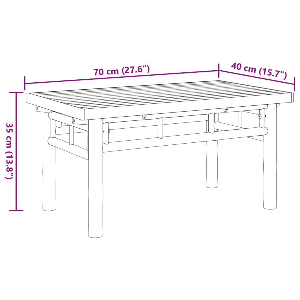 vidaXL Mesa de centro 70x40x35 cm bambu