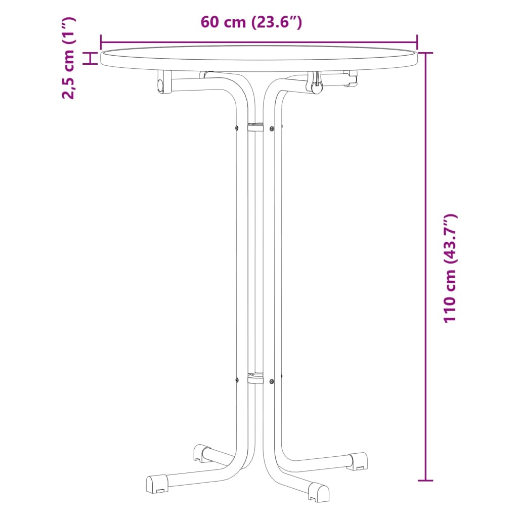 vidaXL Mesa de jantar Ø60x110 cm derivados de madeira e aço branco