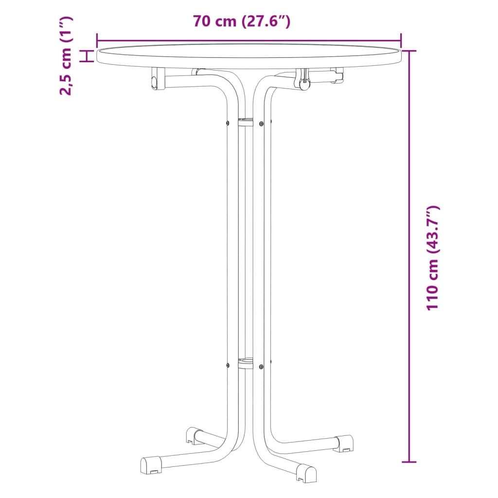 vidaXL Mesa de jantar Ø70x110 cm derivados de madeira e aço branco