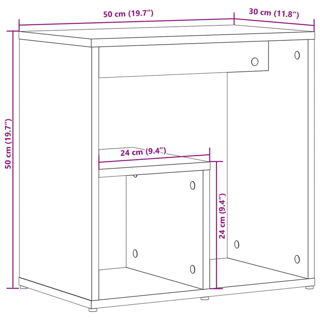 vidaXL Mesas apoio 2pcs 50x30x50cm derivados madeira carvalho castanho