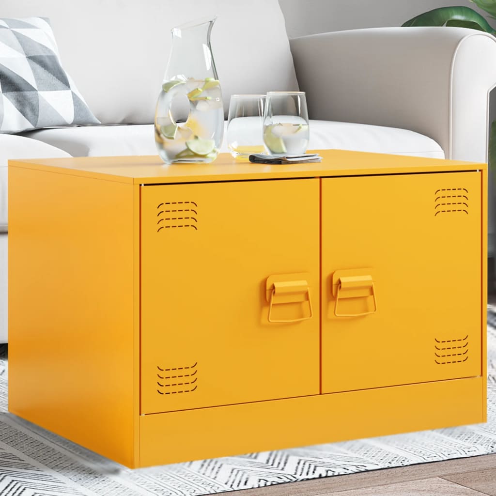 vidaXL Mesa de centro 67x50x44 cm aço amarelo mostarda