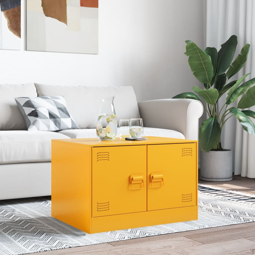 vidaXL Mesa de centro 67x50x44 cm aço amarelo mostarda