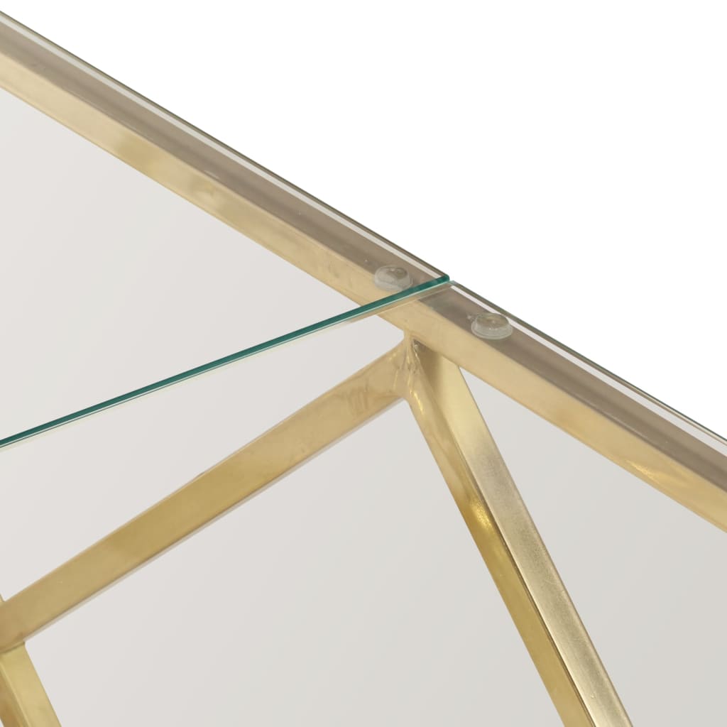 vidaXL Mesa de centro aço inoxidável e vidro temperado dourado
