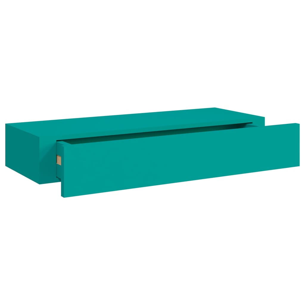 vidaXL Prateleira de parede com gaveta MDF 60x23,5x10 cm azul