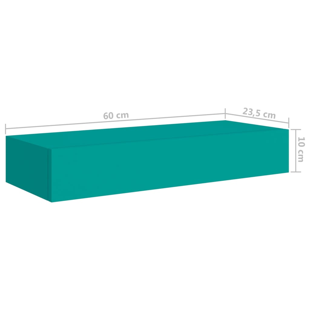 vidaXL Prateleira de parede com gaveta MDF 60x23,5x10 cm azul