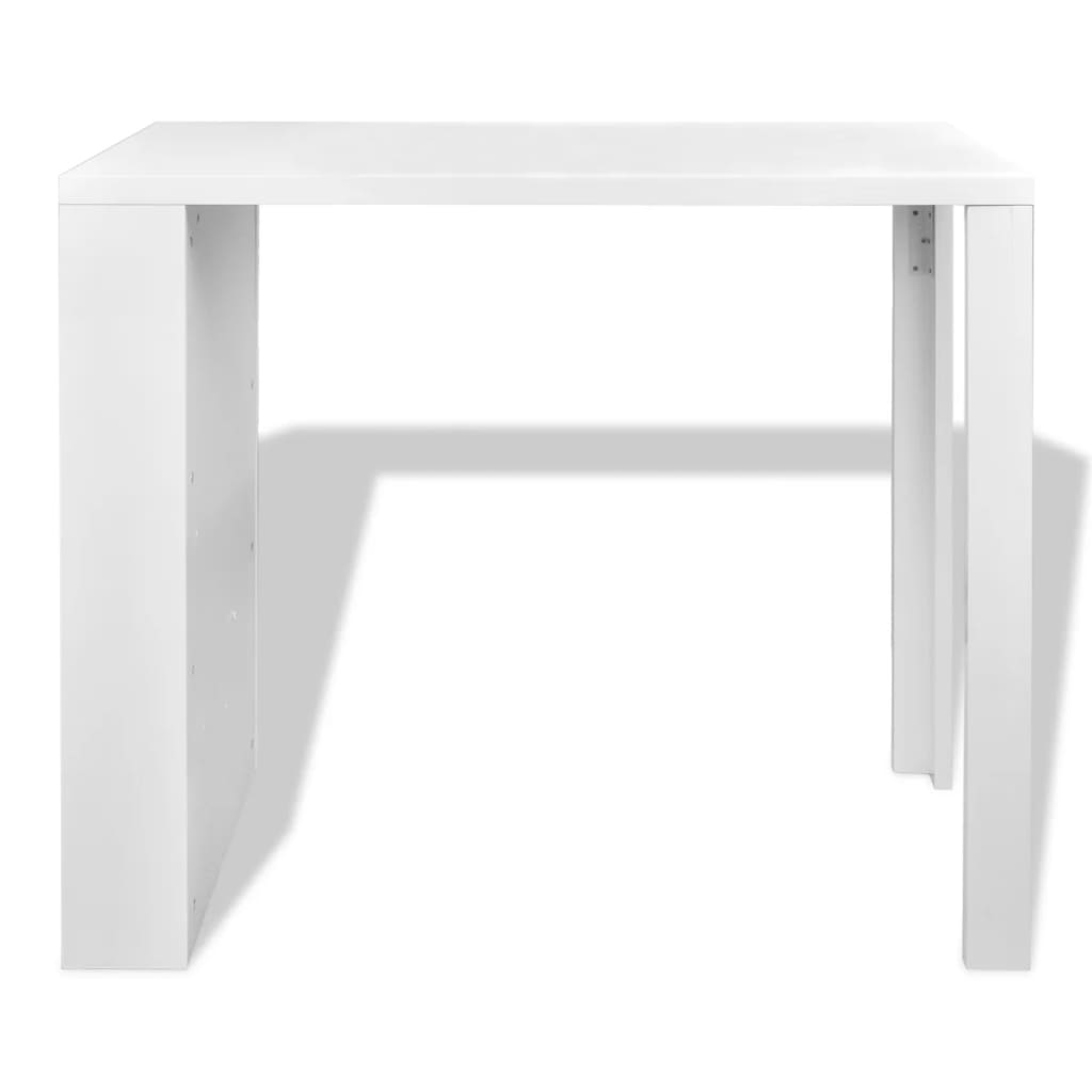 vidaXL Mesa de bar em MDF com garrafeira, branco brilhante