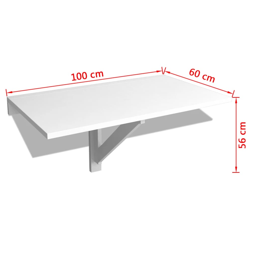 vidaXL Mesa de parede dobrável 100x60 cm branco