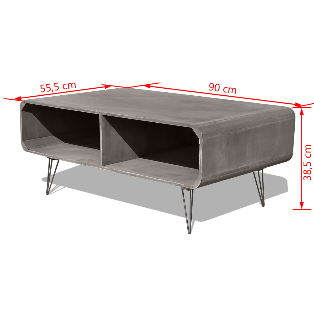 vidaXL Mesa de centro 90x55,5x38,5cm madeira paulownia maciça cinzento