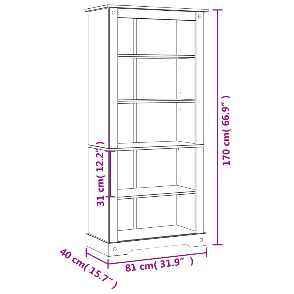 vidaXL Estante 5 prateleiras Corona Range 81x40x170 cm pinho mexicano