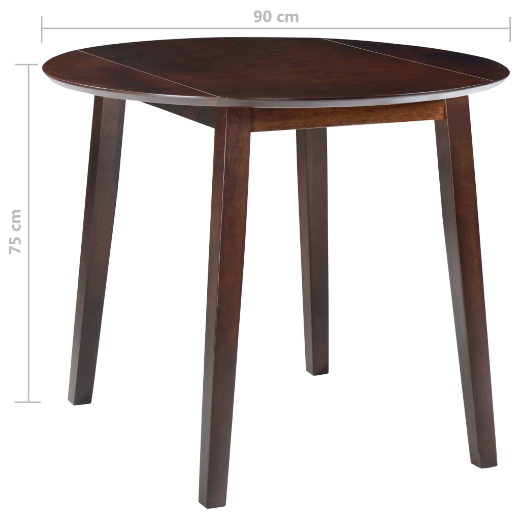 vidaXL Mesa de jantar com abas rebatíveis redonda MDF castanho