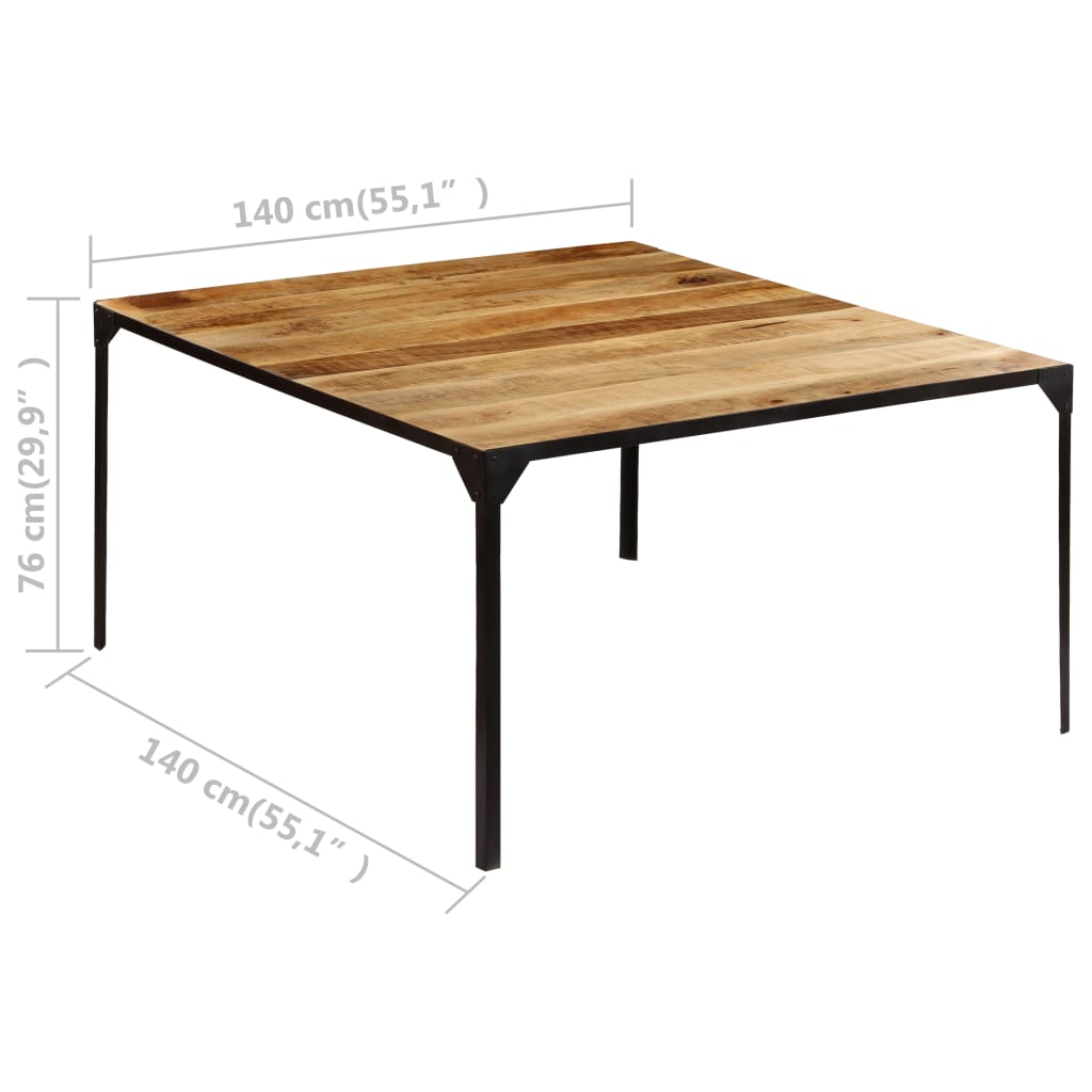 vidaXL Mesa de jantar madeira de mangueira maciça 140x140x76 cm