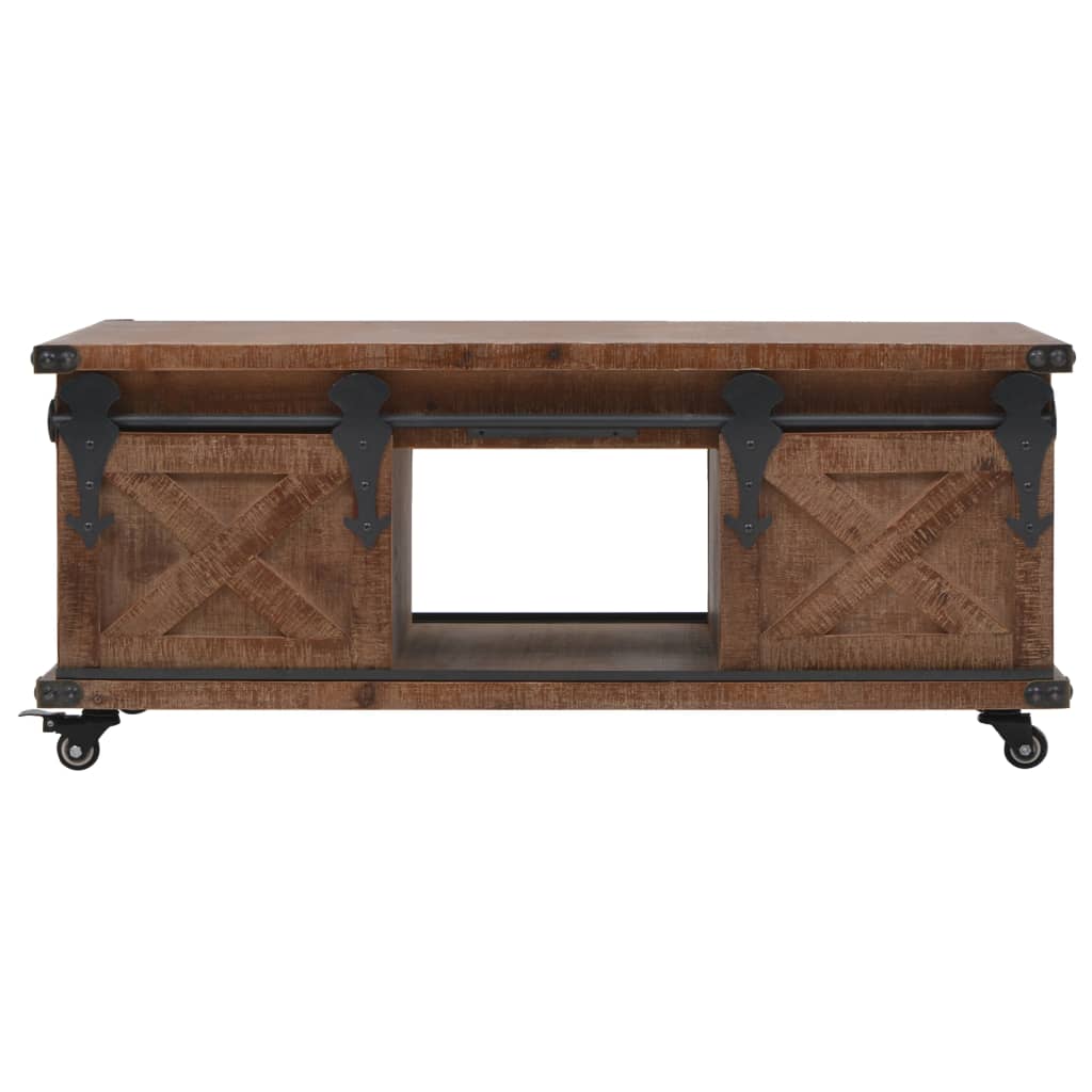 vidaXL Mesa de centro em madeira de abeto maciça 91x51x38 cm castanho