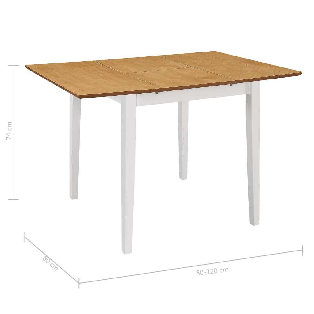 vidaXL Mesa de jantar extensível (80-120)x80x74 cm MDF branco